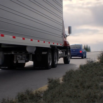 Forensic animation showing tractor-trailer crash