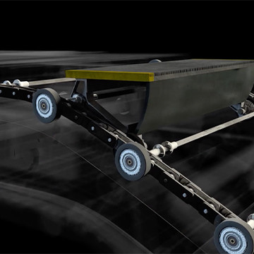 Animated still showing escalator mechanism