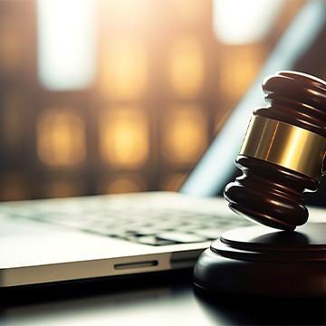 Laptop computer with gavel