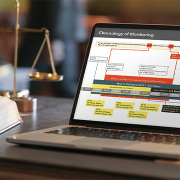Timeline on laptop computer