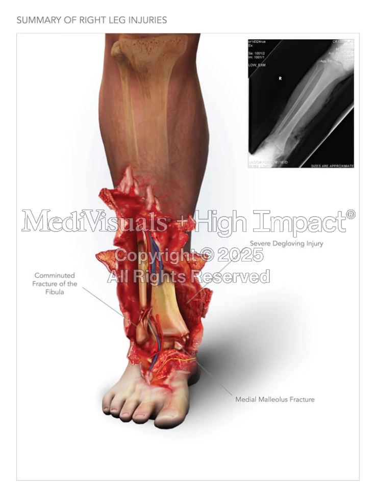 Medical Legal Illustration of Leg Injuries