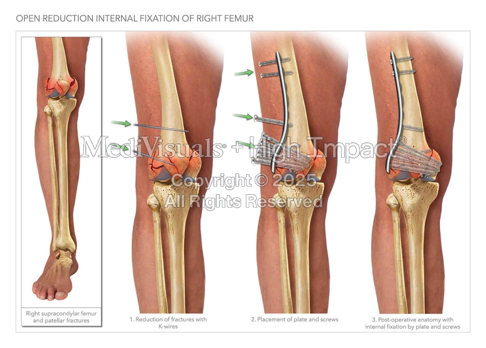 Distal Reduction Open Reduction Internal Fixation of Right Femur