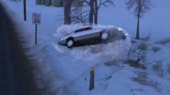 Animated Car Wipes Out on Ice