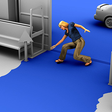Graphic of woman slipping and falling at store entrance