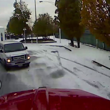 Cement mixer hitting van